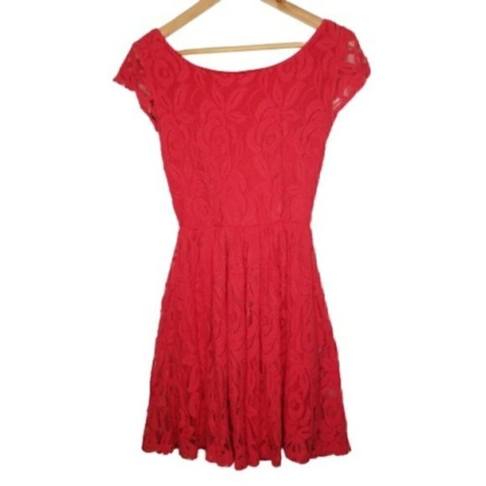 B. Darlin Red Lace Skater Dress